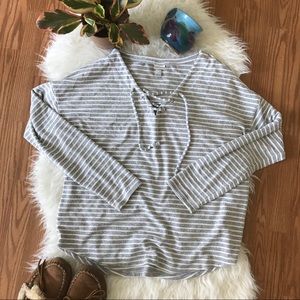 a new day Striped Lace-up Sweater